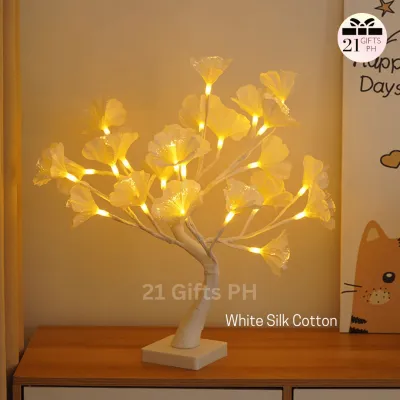 Bonsai Tree and Rose Flower Tree LED Lamp Fairy Lights Pearls Cherry Blossom Tree Lamp Gold leaves