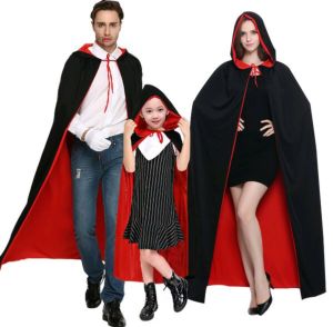 Kostum Jubah Plus Hoodie Hitam Merah | Jubah Tudung Leher Kostum Halloween