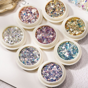 Nhũ kim tuyến rắc trang trí móng tay nail  Sét 8 hũ nhũ vảy cá ẩn gel 9d siêu sáng