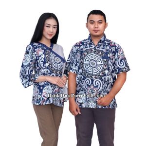 Couple Batik Wanita Atasan Blouse Lengan 7/8 - Kemeja Batik Pria Lengan Pendek Dewi Dewi