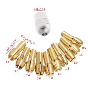 Bộ đầu kẹp mũi khoan bằng đồng (11 chi tiết) 0.5-3.2mm 4.3mm cho máy mài mini