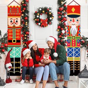 Santa Claus Merry Christmas Porch Sign Decorative Door Banner Christmas Decor Xmas Knight Hanging Christmas Ornaments For Home