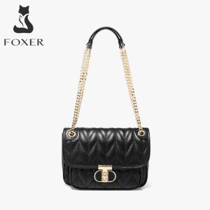 Foxer official store shoulder bag women leather bag shoulder crossbody bag womens chain small square bag