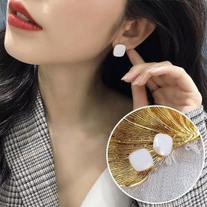 New Cute Korean Colorful Enamel Square Glaze Stud Earrings Beautiful Simple Geometric Earring Trend Jewelry for Women