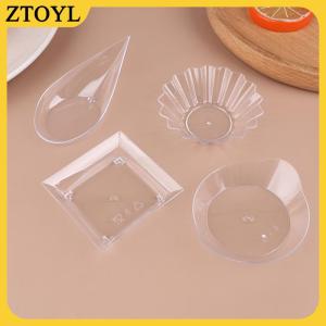 ZTOYL 10Pcs Transparent Mini Appetizer Plates Ice Cream Cup Plastic Fruit Candy Cake Jelly Yogurt Mousse Dessert Container Pastry Tool