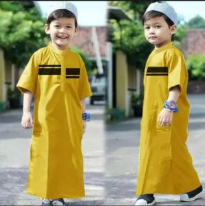 Jubah Gamis Anak Laki Laki Model Maroko Baju Koko Setelan Anak Bonus Peci