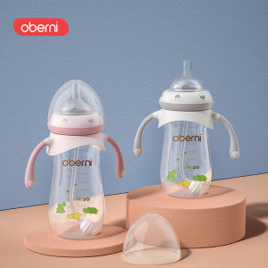 Oberni  Bình sữa cho trẻ sơ sinh Bình sữa PP cổ rộng Bình sữa sơ sinh có in hoa văn Chống rơi và chống Colic 330ml