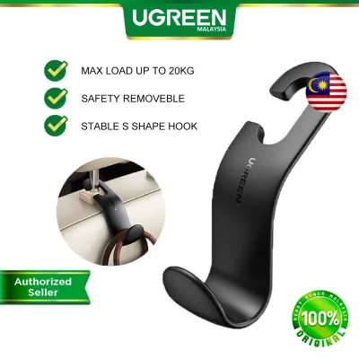 UGREEN 2Pcs per set Car Back Seat Headrest Hanger Holder Hook Automobile Car Accessories for Groceries Bag Handbag Black