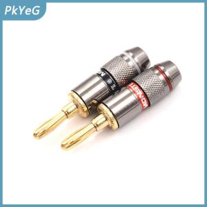 PkYeG 4pcs vàng mạ BFA 4mm chuối cắm nam Loa kết nối bộ chuyển đổi