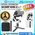 [CLEARANCE] FeiyuTech SCORP Mini 2 Handheld 3-Axis Gimbal Stabilizer with Built-in AI Tracking Module, 1.2kg Max Payload, 1.3" OLED Touchscreen with Wired & Bluetooth Control for Smartphones, Compact, Action and Mirrorless Cameras - Black, White | JG Supe. 