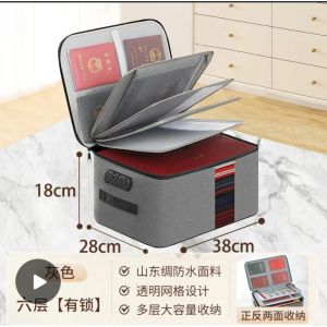 Multifunctional Document Passport Bag 6 Layers Oxford with Lock Document Organizer Large Space Certificates