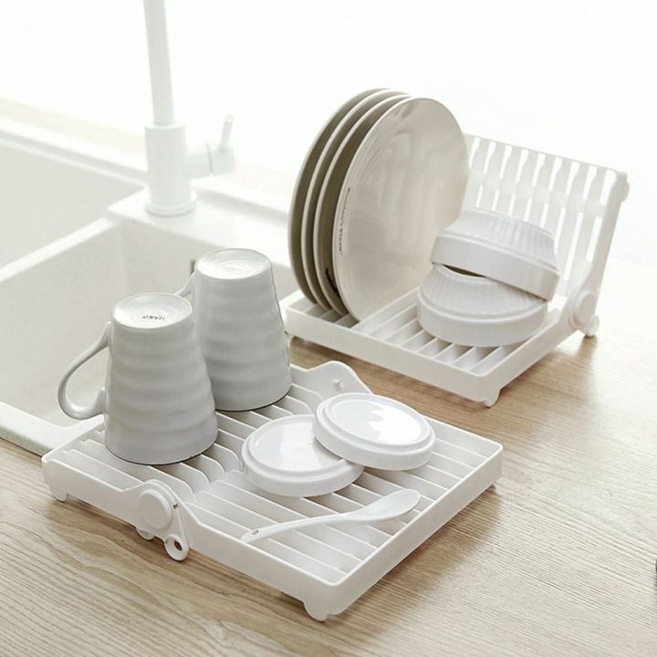 ANHEY Plastic Foldable Dish Drying Rack Drying White Foldable Dish Rack ...