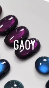 GAOY Glitter Cat Eye Gel Set with Magnet 6 Colors Purple Blue Black Glitter Gel Holography Long Lasting for Nail Art at Home & Salon Mani