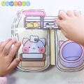 Giấy thủ công Nhà Búp Bê Giấy mèo dễ thương. 