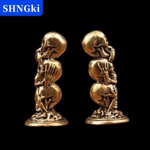 [COD] 🔥🔥🔥SHNGki 1PC Brass ba lớp Sọ Đầu nhỏ tượng máy tính để bàn trang trí Vintage Punk tiểu bức tượng nhỏ nhà decors đồ trang trí