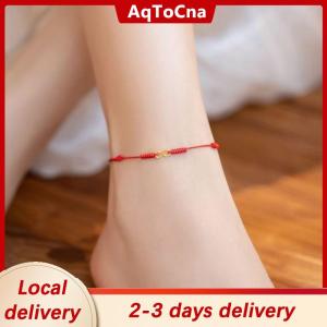 [COD] AqToCna Ship within 24 hours Hand Braided Red Rope Bracelet Alloy Hand Rope Couple Bracelet Simple Buckle Ethnic Original Female Accessory