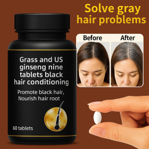 【White Hair Turns Black】Black Hair Root Black Ginseng Nine Black Tablets Herbal Formula White Hair To Black Hair Loss Hair Care Tablets