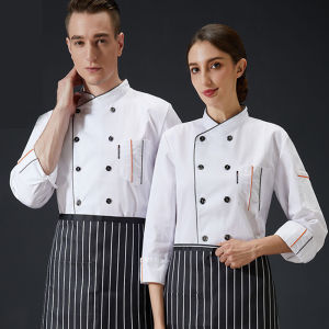 【COD】Chefs Uniform for Men Chefs Uniform Catering Uniform Chef Uniform for Men Women Hotel Restaurant Embroidery Chef Jacket Waiter Uniform Cooking Comfortable and Breathable Uniform
