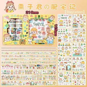 Cute Washi Sticker Gift Set Kawaii Masking Tape Stickers Journal Diary Stationery Set Girl Scrapbooing Sticker Set