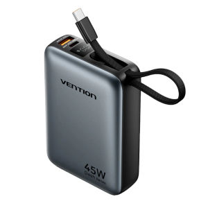 Vention Powerbank Dash Series 20000mAh 65W PD PPS LED Display Power Bank Built in Cable USB Type C