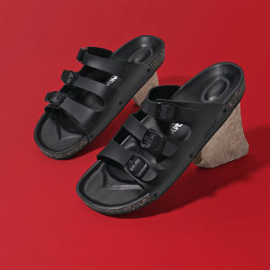 Mndy Official - Licht Full Black - Sandal Slop Kulit Casual Hitam Pria