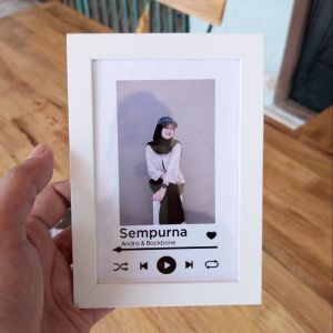 CUSTOM PIGURA PLAY MUSIK | Bingkai Foto Frame 4r Minimalis | Kado Ulang Tahun Gift Anniversary