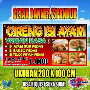 Cetak Spanduk Banner CIRENG ISI AYAM SUIR Costom Desain