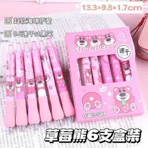 AM 6pcs Cartoon Soft Grip Gel Ink Pen School Gift For Kids Student Stationery Sanrio Hangyodon Kuromi Lotso Loopy MA