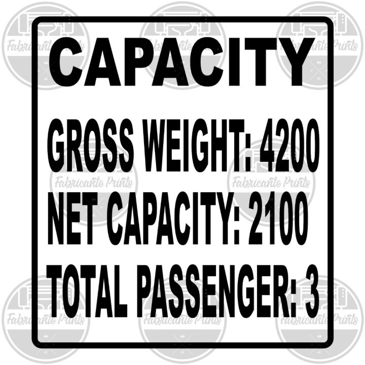 Capacity Sticker Truck L300 decals Vinyl sticker 2 PCS | Lazada PH