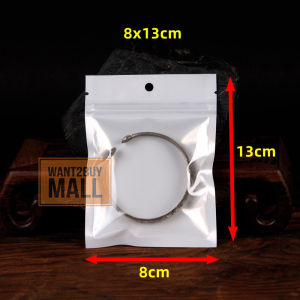 100pcs Clear White Zipper Bag Self Seal Ziplock Plastic Retail Packaging Pack Zip Lock Hang Hole Plastic Beg 首饰手机壳包装自封袋
