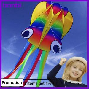 banbi 1 Set Giant Soft Kites For Adults Outdoor Toys Rainbow Colored 3D Octopus Soft Kite 4m Giant Kite With 100m Tire Line