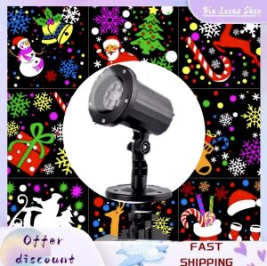 LED Christmas projection lights Garden lawn planting outdoor snow lights Color rotating holiday projection lights