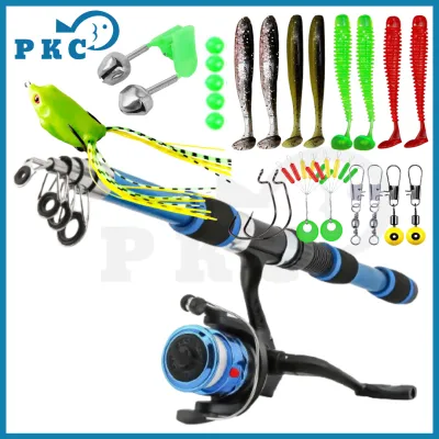 PKC Joran Pancing Set 1.8M Memancing Spinning Fishing Rod Reel Telescopic Portable 5.2:1 Gear Ratio