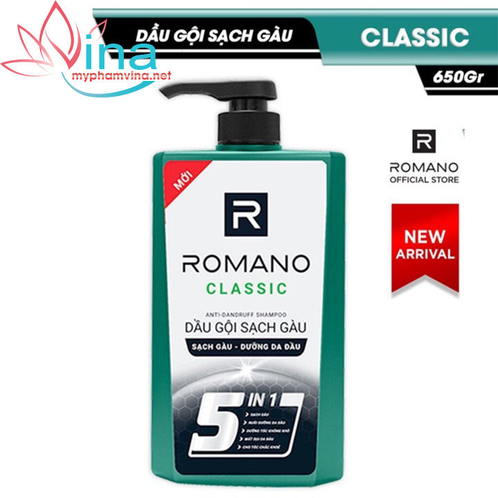 [HCM]DẦU GỘI SẠCH GÀU DƯỠNG DA ĐẦU ROMANO CLASSIC 5 IN1 650G