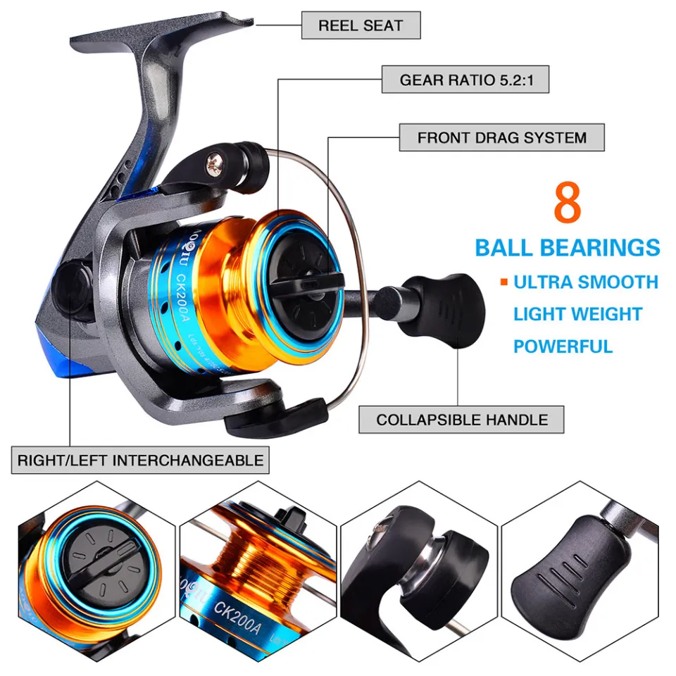 PROBEROS Telescopic Rod & Reel Kit 5.2:1 Gear Ratio Spinning Reel