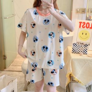 Summer Womens Sleepwear Set Short Sleeved Shorts Home Wear Korean Style Sleepwear Womens Comfortable Sleepwear