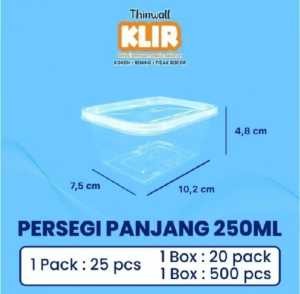 P2 JOLIE/Thinwall KLIR Persegi Panjang 200/250/ 300/500/650/750/800/1000/ 1050/1250/1500 ML  ML + Tutup / Tempat makan  plastik Per Pack Isi 25 PCS