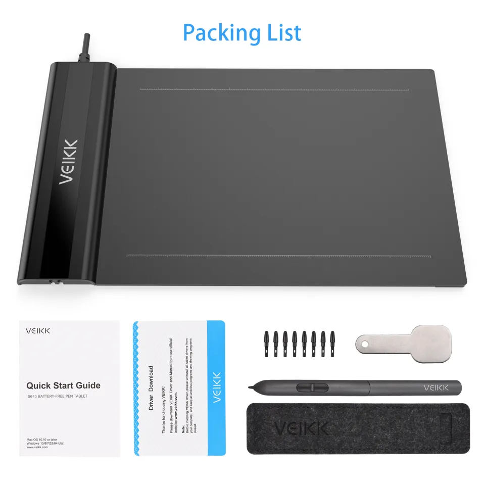 VEIKK S640 Graphics Drawing Tablet 6 x 4 Inch Active Area 8192 Levels  Pressure Art Graphics