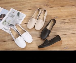 Giày Lười Độn Đế Nữ Giày Moca Nữ Chất Liệu Da Cao Cấp - GN05