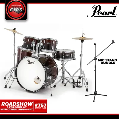 Pearl Roadshow 5-Piece Drum Set #757 Garnet Fade Finish with Free Microphone Stand