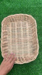 กระจาดหวายทรงสี่เหลี่ยม กระจาดหวายแท้ 100% ขนาด ก.32xย.45xส.8cm พร้อมทาเคลือบเงาสวยที่ดี