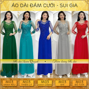 Áo Dài Đám Cưới Đám Hỏi Đính Kết Hoa Thêu Thủ Công 5 Màu Sang Trọng M03 - Áo Dài Xuân Quỳnh