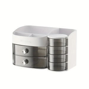 360 Degree Rotating Makeup Brushes Organizer Desk Organizer Cosmetic Storage Box with Drawers Large Capacity Storage Basket