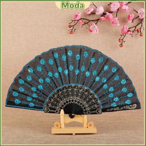 Moda Folding Fans for Women Colorful Embroidered Flower Design Summer Party Wedding Gifts Souvenir