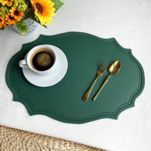 1PC High-Quality Waterproof Leather Placemats Retro-Style Creative Heat-Insulating And Oil-Proof Placemats Kitchen Utensil