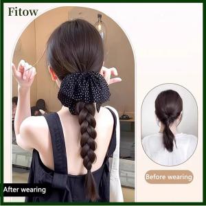 Fitow Womens Synthetic Wigs Dot Bow Ponytail Hair Claw Fake Braids Low Ponytail Braids Hair Extensions Hair Accessories Ponytail Wig