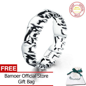 BAMOER Free Shpping Trendy 100% 925 Sterling Silver Stackable Animal Collection Elephant Family Finger JUNE Rings for Women Silver Jewelry SCR344