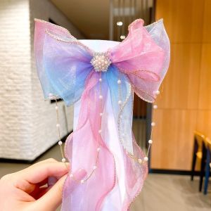 Korean Bowknot Hair Clip for Kids Girl Childrens Braided Hair Ropes Ribbon Chiffon Hair Accessories