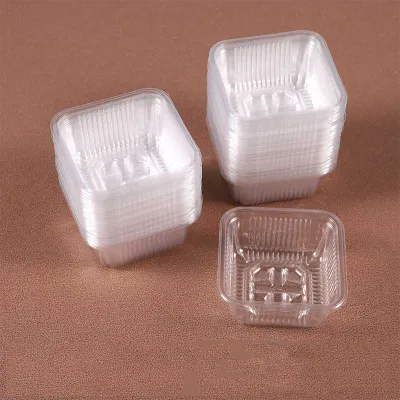 【Neatly】100Pcs Golden Transparent Moon Cake Tray Moon Cake Box Container Food Packaging Box For Mid-Autumn Festival Favor