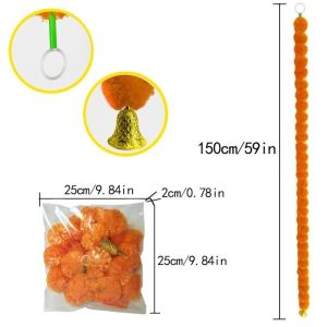 MARBLEX Plastic Marigold Garland Artificial Flowers Pooja Diwali Fiesta Marigold Flower Garlands Wedding Mandap Decor Reusable Indian Festival Garland for Halloween Day of The Dead